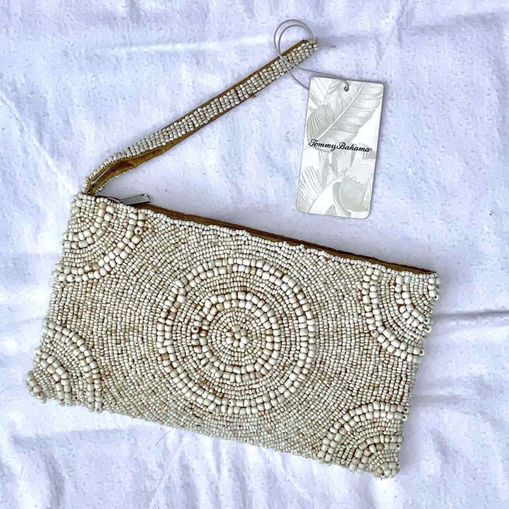 TOMMY BAHAMAS IVORY BEADED CLUTCH PURSE